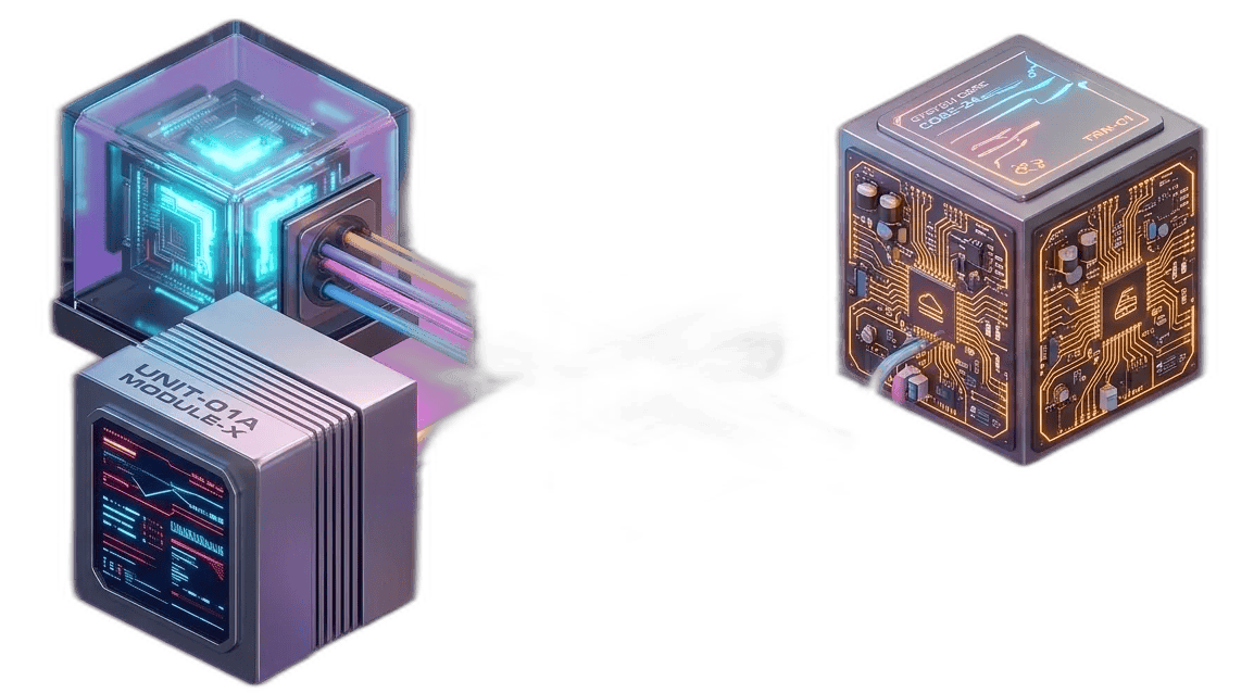 Isometric tech cubes illustration representing the Build-to-Visa service ladder